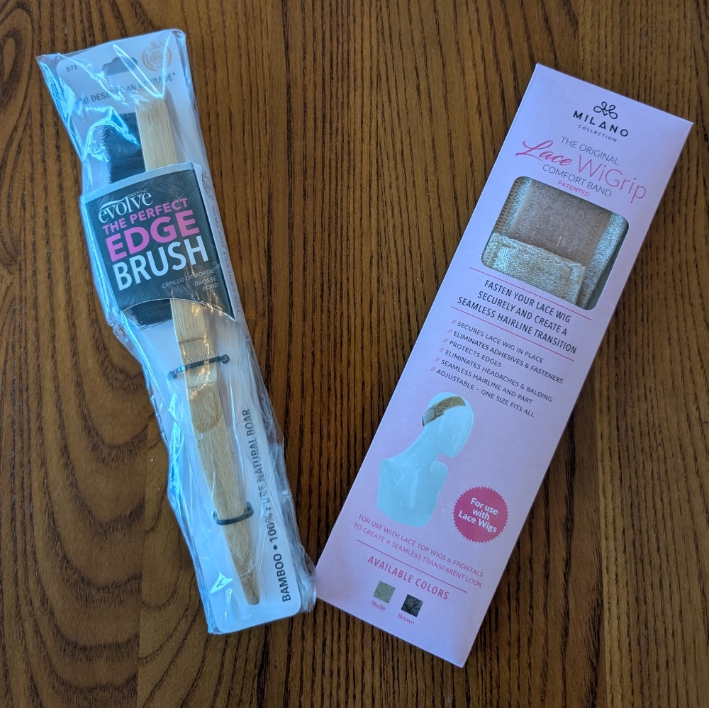 Milano Lace Wig Comfort Band Nude, Evolve Edge Brush, Bamboo - NEW